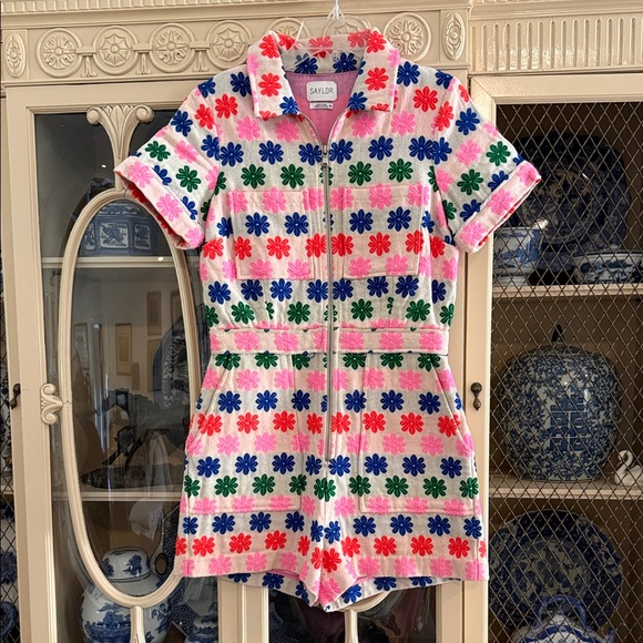 SAYLOR Pants - SAYLOR Pink Daisy Zip Romper